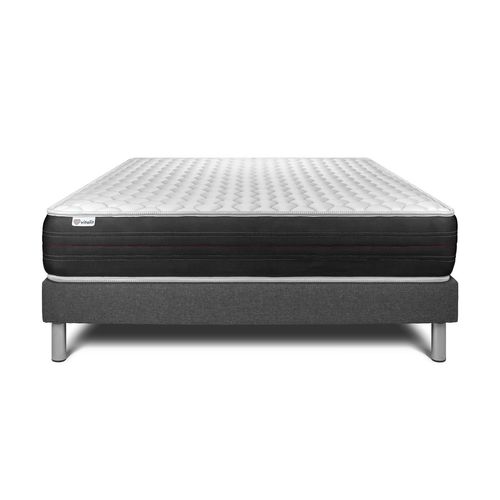 Ensemble Matelas Ressorts Ensachés 180x200 Vitalspring Ep:22 Cm - Sommier Kit Gris