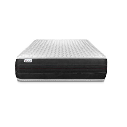 Ensemble Matelas Ressorts Ensachés 90x200 Vitalspring Ep:22 Cm - Sommier Kit Gris