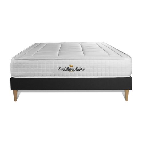 Ensemble Matelas Mémoire De Forme 140x200 Balmoral Ep:24 Cm - Sommier Kit Noir