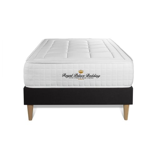 Ensemble Matelas Mémoire De Forme 90x200 Balmoral Ep:24 Cm - Sommier Kit Noir