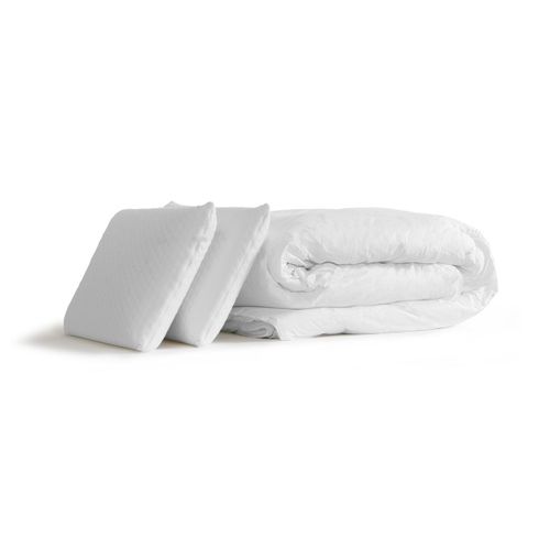 Ensemble  200x200 Matelas Lancaster Ressorts Ensachés Et Mémoire De Forme + Sommier Kit Noir + Couet