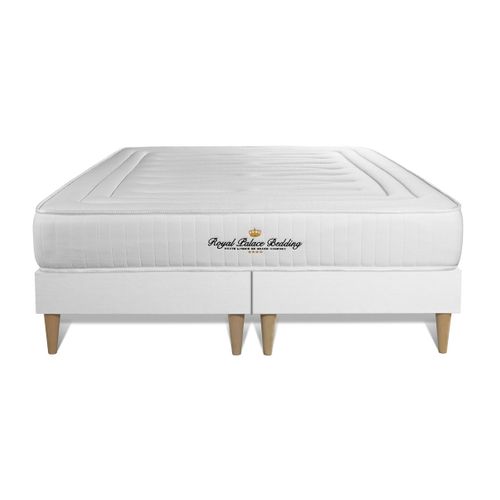 Ensemble Matelas Ressorts Ensachés Et Mémoire De Forme 200x200 Lancaster Ep:22cm - Sommier Blanc