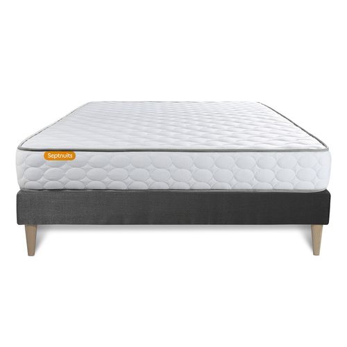 Ensemble Matelas Mémoire De Forme 140x200 Memo Ep:20 Cm - Sommier Kit Gris
