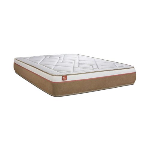 Ensemble Matelas Ressorts Ensachés Et Mémoire De Forme 160x200 Le Soyeux Ep:24cm - Sommier Beige