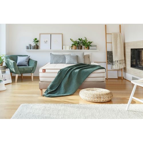 Ensemble Matelas Mémoire De Forme 90x190 Le Douillet Ep:26 Cm - Sommier Kit Beige