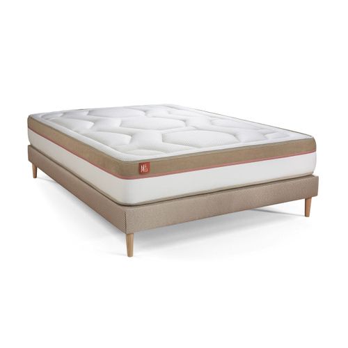 Ensemble Matelas Mémoire De Forme 180x200 Le Cosy Ep:30 Cm - Sommier Kit Beige