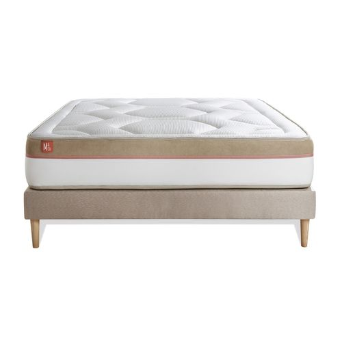 Ensemble Matelas Mémoire De Forme 180x200 Le Cosy Ep:30 Cm - Sommier Kit Beige