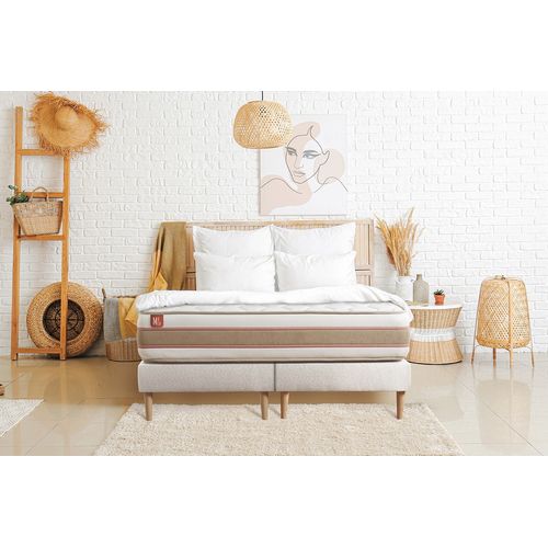 Ensemble  Matelas Le Délicat 160x200 Ressorts Ensachés Et Mémoire De Forme + Double Sommiers Blanc -