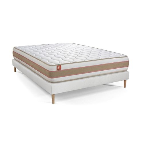 Ensemble Matelas Ressorts Ensachés Et Mémoire De Forme 140x190 Le Délicat Ep:26cm - Sommier Blanc