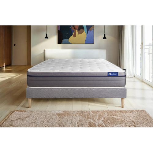 Ensemble Matelas Mémoire De Forme 200x200 Actimemo Zen Ep:26 Cm - Sommier Kit Gris