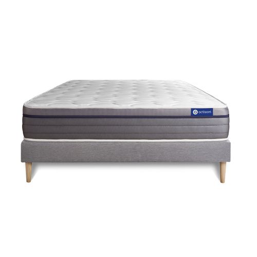 Ensemble Matelas Mémoire De Forme 200x200 Actimemo Zen Ep:26 Cm - Sommier Kit Gris