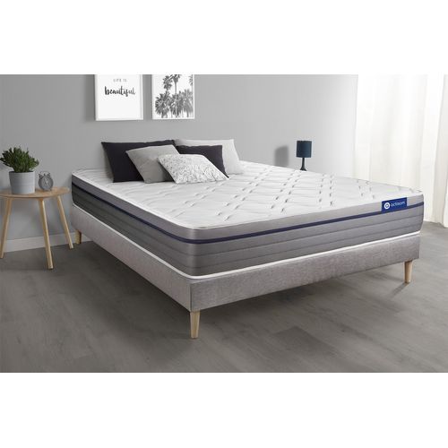 Ensemble Matelas Mémoire De Forme 140x190 Actimemo Zen Ep:26 Cm - Sommier Kit Gris