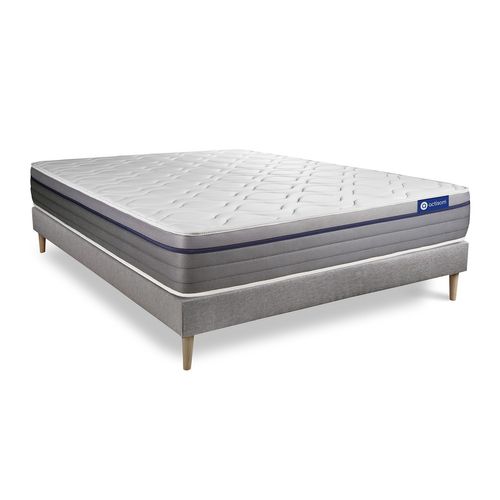 Ensemble Matelas Mémoire De Forme 140x190 Actimemo Zen Ep:26 Cm - Sommier Kit Gris