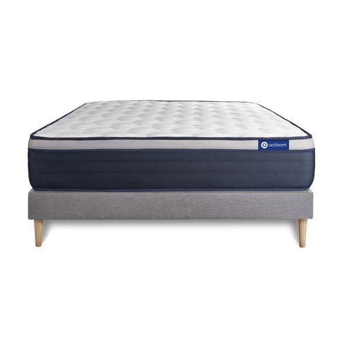 Ensemble Matelas Mémoire De Forme 160x200 Actimemo Max Ep:26 Cm - Sommier Kit Gris