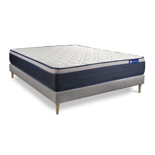 Ensemble Matelas Mémoire De Forme 160x200 Actimemo Max Ep:26 Cm - Sommier Kit Gris