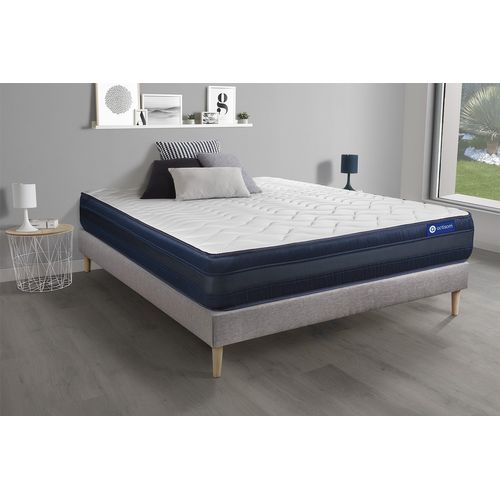 Ensemble Matelas Mémoire De Forme 200x200 Actimemo Tech Ep:24 Cm - Sommier Kit Gris