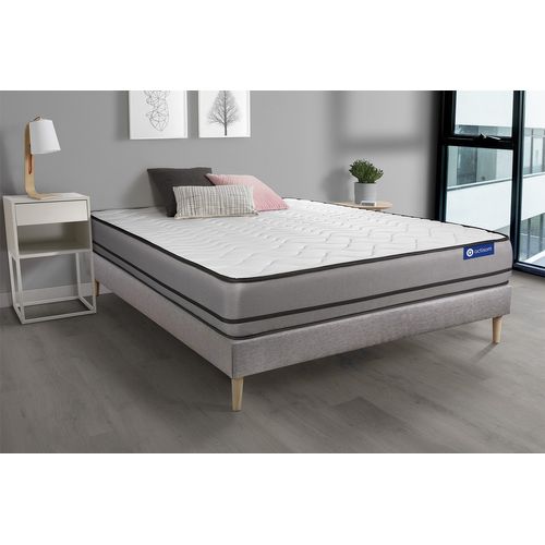 Ensemble Matelas Mémoire De Forme 140x200 Actimemo Night Ep:20 Cm - Sommier Kit Gris