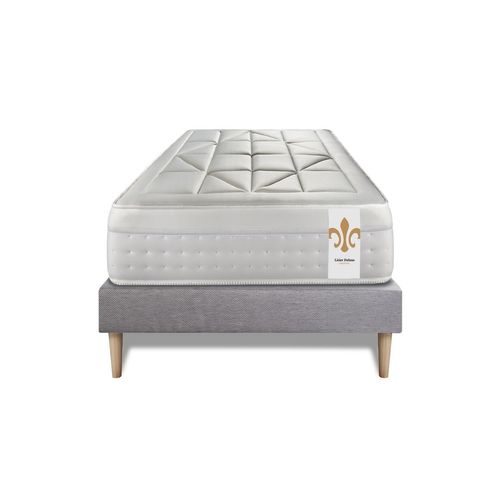 Ensemble Matelas Ressorts Ensachés Et Mémoire De Forme 90x190 Vingt-huit Ep:28cm - Sommier Gris