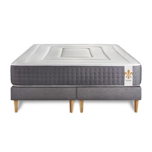 Ensemble Matelas Ressorts Ensachés Et Mémoire De Forme 180x200 Vingt-six Ep:26cm - Sommier Gris