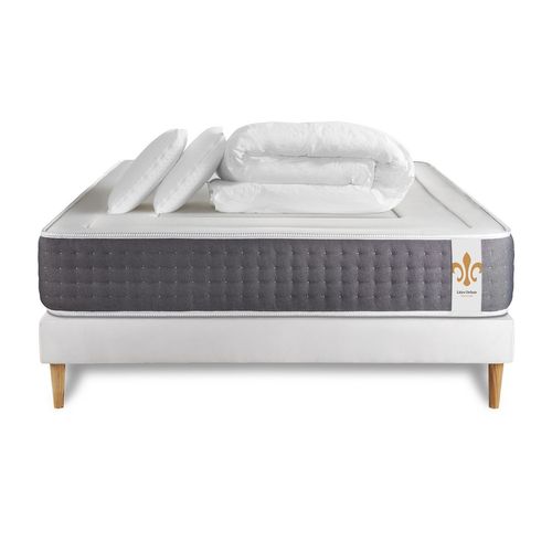 Ensemble Le Vingt-six 160 X 200 Cm Sommier Blanc - Ressorts Ensachés Et Mémoire De Forme