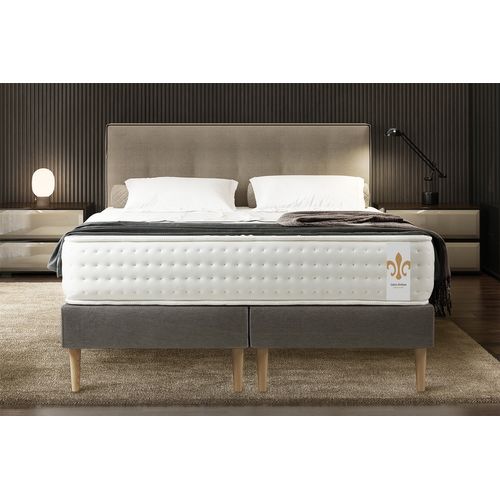 Ensemble Matelas Ressorts Ensachés Et Mémoire De Forme 180x200 Vingt-quatre Ep:24cm - Sommier Gris