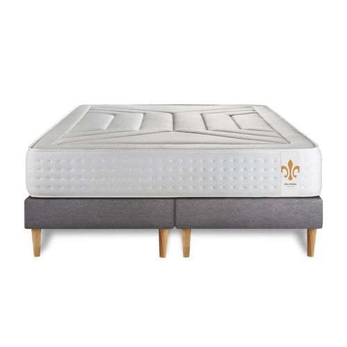 Ensemble Matelas Ressorts Ensachés Et Mémoire De Forme 180x200 Vingt-quatre Ep:24cm - Sommier Gris