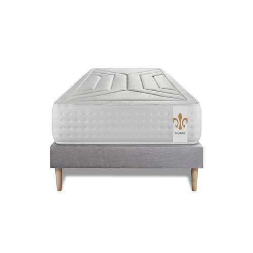 Ensemble Matelas Ressorts Ensachés Et Mémoire De Forme 90x200 Vingt-quatre Ep:24cm - Sommier Gris