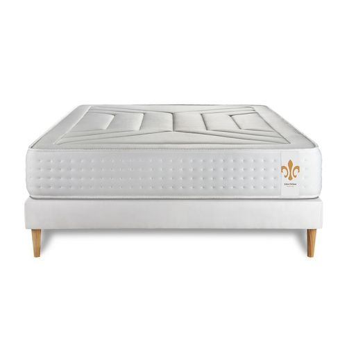 Ensemble Matelas Ressorts Ensachés Et Mémoire De Forme 140x190 Vingt-quatre Ep:24cm - Sommier Blanc