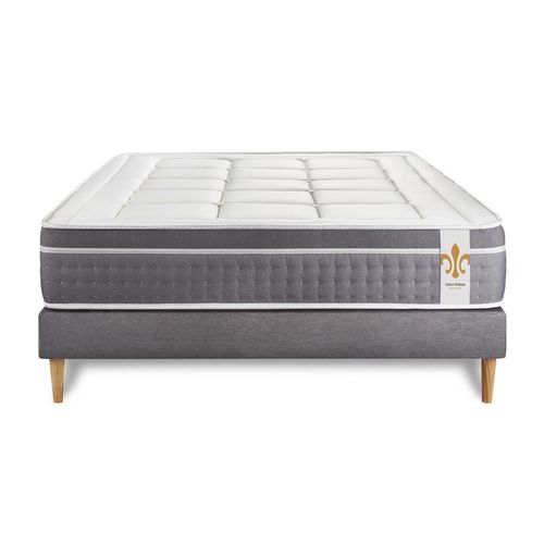 Ensemble Matelas Ressorts Ensachés Et Mémoire De Forme 180x200 Trente Ep:30 Cm - Sommier Kit Gris