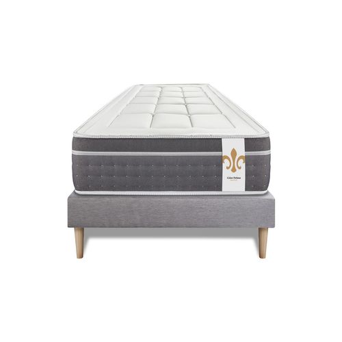 Ensemble Matelas Ressorts Ensachés Et Mémoire De Forme 90x200 Trente Ep:30 Cm - Sommier Kit Gris