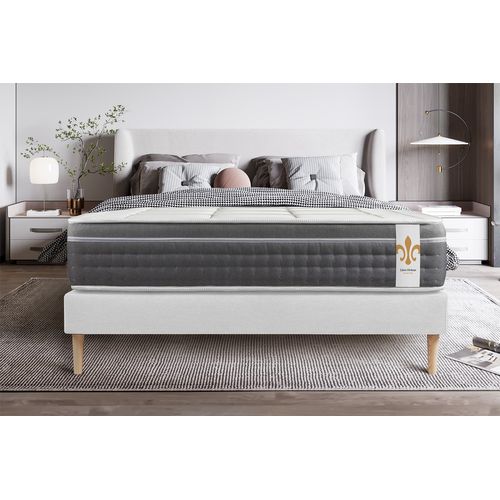 Ensemble Matelas Ressorts Ensachés Et Mémoire De Forme 140x190 Trente Ep:30 Cm - Sommier Kit Blanc