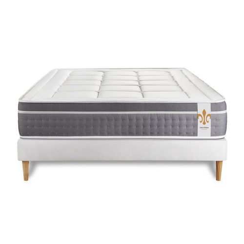 Ensemble Matelas Ressorts Ensachés Et Mémoire De Forme 140x190 Trente Ep:30 Cm - Sommier Kit Blanc