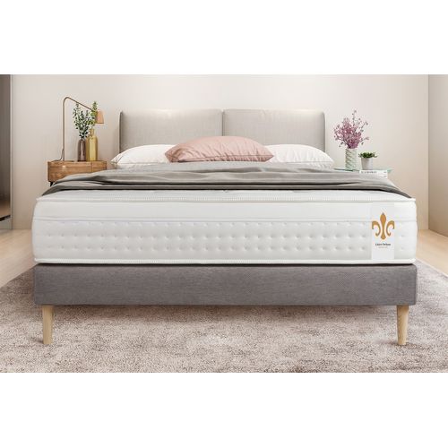 Ensemble Matelas Ressorts Ensachés Et Mémoire De Forme 140x200 Vingt-huit Ep:28 Cm - Sommier Kit Gri