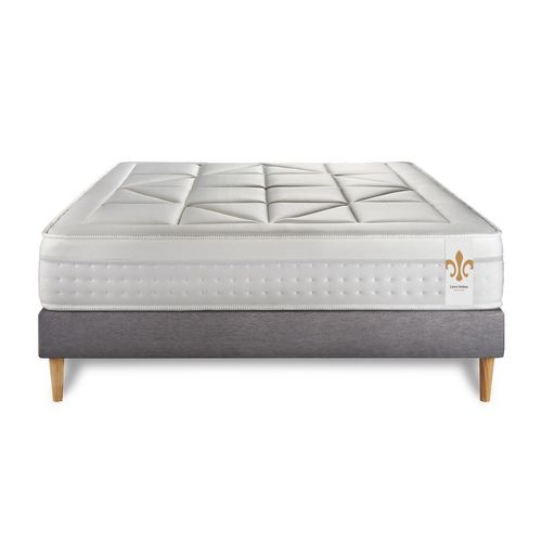 Ensemble Matelas Ressorts Ensachés Et Mémoire De Forme 140x190 Vingt-huit Ep:28 Cm - Sommier Kit Gri
