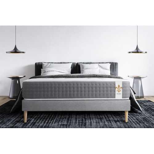 Ensemble Matelas Ressorts Ensachés Et Mémoire De Forme 140x190 Vingt-six Ep:26 Cm - Sommier Kit Gris