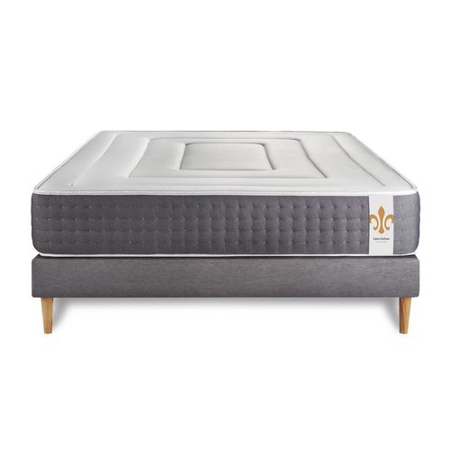 Ensemble Matelas Ressorts Ensachés Et Mémoire De Forme 140x190 Vingt-six Ep:26 Cm - Sommier Kit Gris