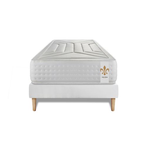 Ensemble Matelas Ressorts Ensachés Et Mémoire De Forme 90x200 Vingt-quatre Ep:24 Cm - Sommier Kit Bl
