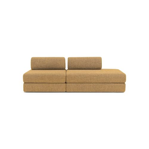 Canapé Droit Convertible 3 Places - Tissu Tweed - Jaune