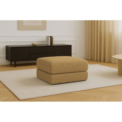 Pouf Modulable Et Convertible - Tissu Tweed - Jaune