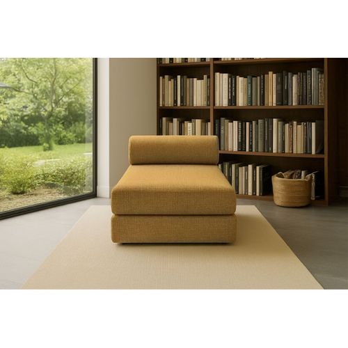 Méridienne Modulable Et Convertible - Tissu Tweed - Jaune