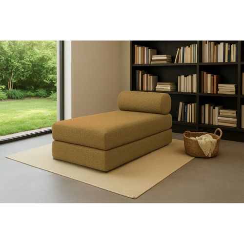 Méridienne Modulable Et Convertible - Tissu Tweed - Jaune