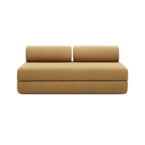 Canapé Droit Convertible 3,5 Places - Tissu Tweed - Jaune