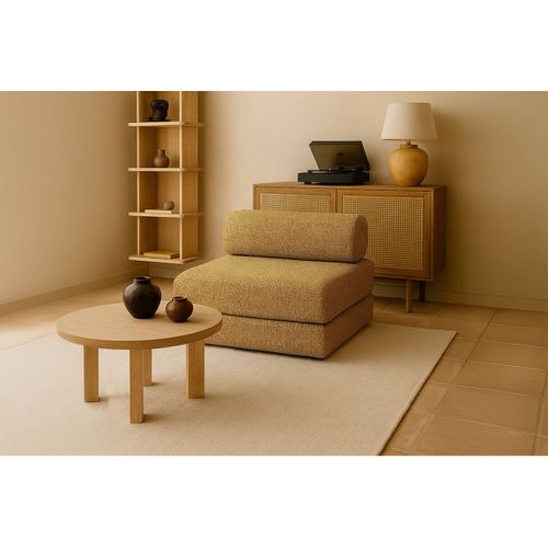 Fauteuil Modulable Et Convertible - Tissu Tweed - Jaune