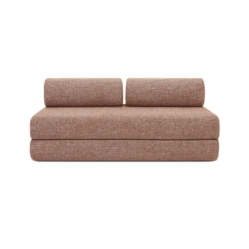 Canapé Droit Convertible 5 Places - Tissu Tweed - Rouge