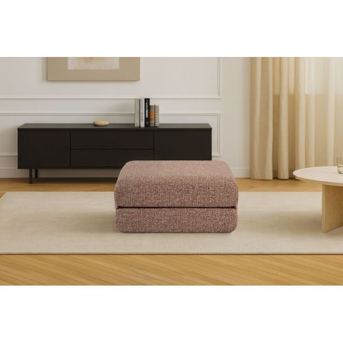 Pouf Modulable Et Convertible - Tissu Tweed - Rouge