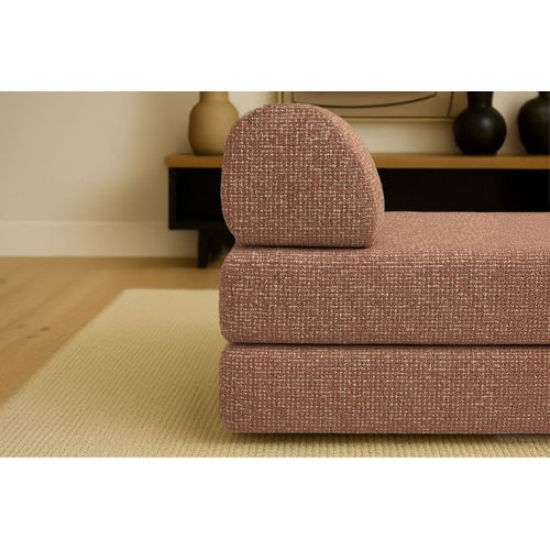 Pouf Modulable Et Convertible - Tissu Tweed - Rouge
