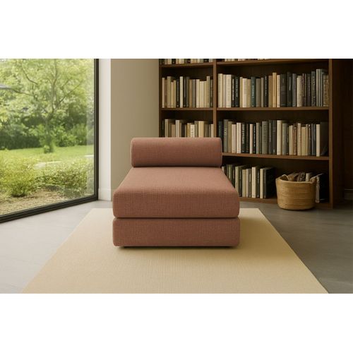 Méridienne Modulable Et Convertible - Tissu Tweed - Rouge