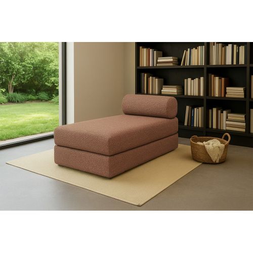 Méridienne Modulable Et Convertible - Tissu Tweed - Rouge