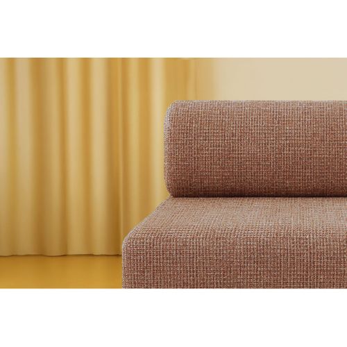 Canapé Droit Convertible 3,5 Places - Tissu Tweed - Rouge
