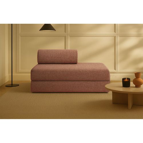 Canapé Droit Modulable Et Convertible 2 Places - Tissu Tweed - Rouge